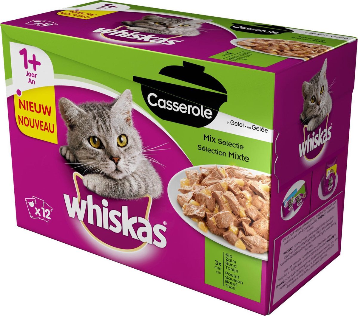 Nourriture humide Whiskas pour chat adulte - MEGAPACK - 120 pièces / 10  types