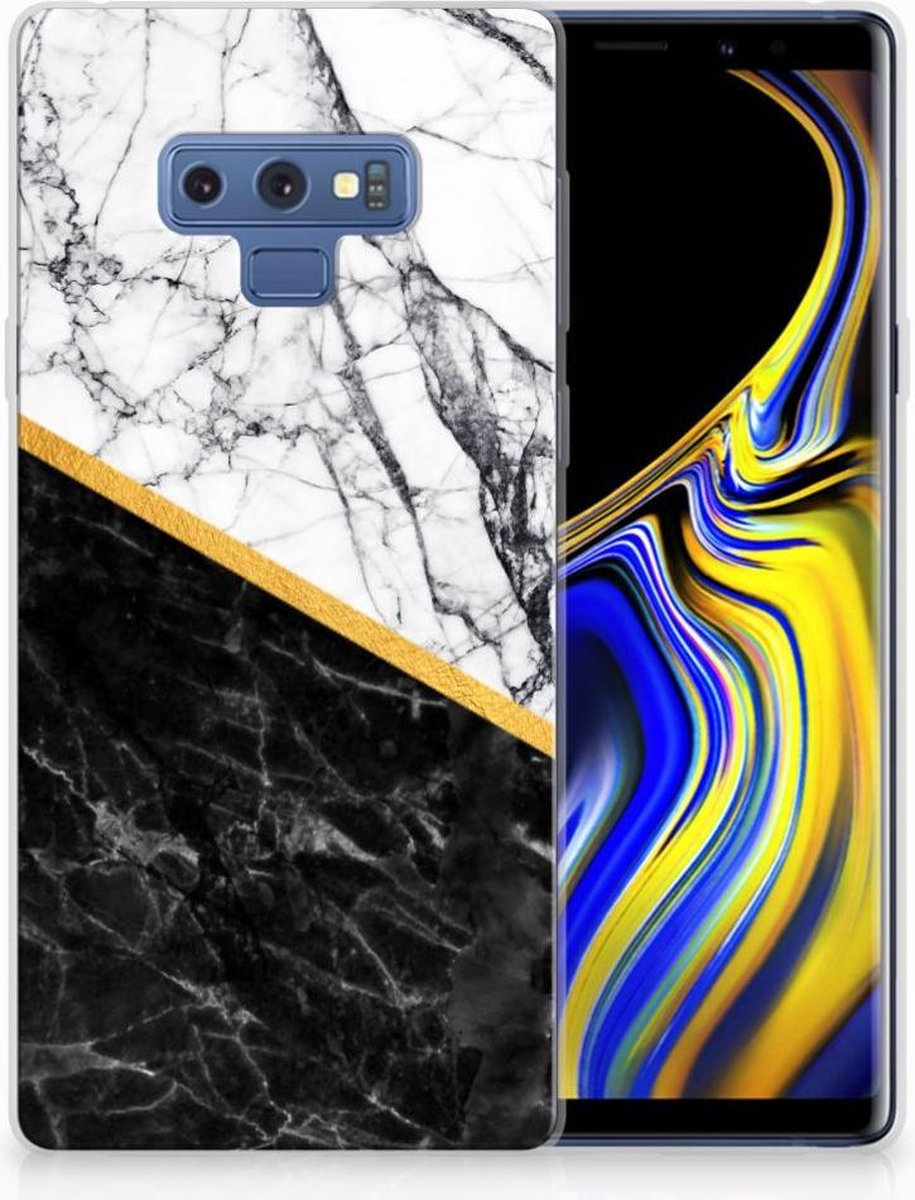 Samsung Galaxy Note 9 TPU Siliconen Hoesje Marmer Wit Zwart - Origineel Cadeau Man