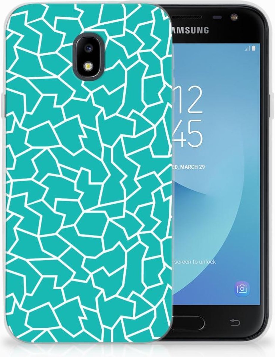 Samsung Galaxy J3 2017 Hoesje maken Cracks Blue