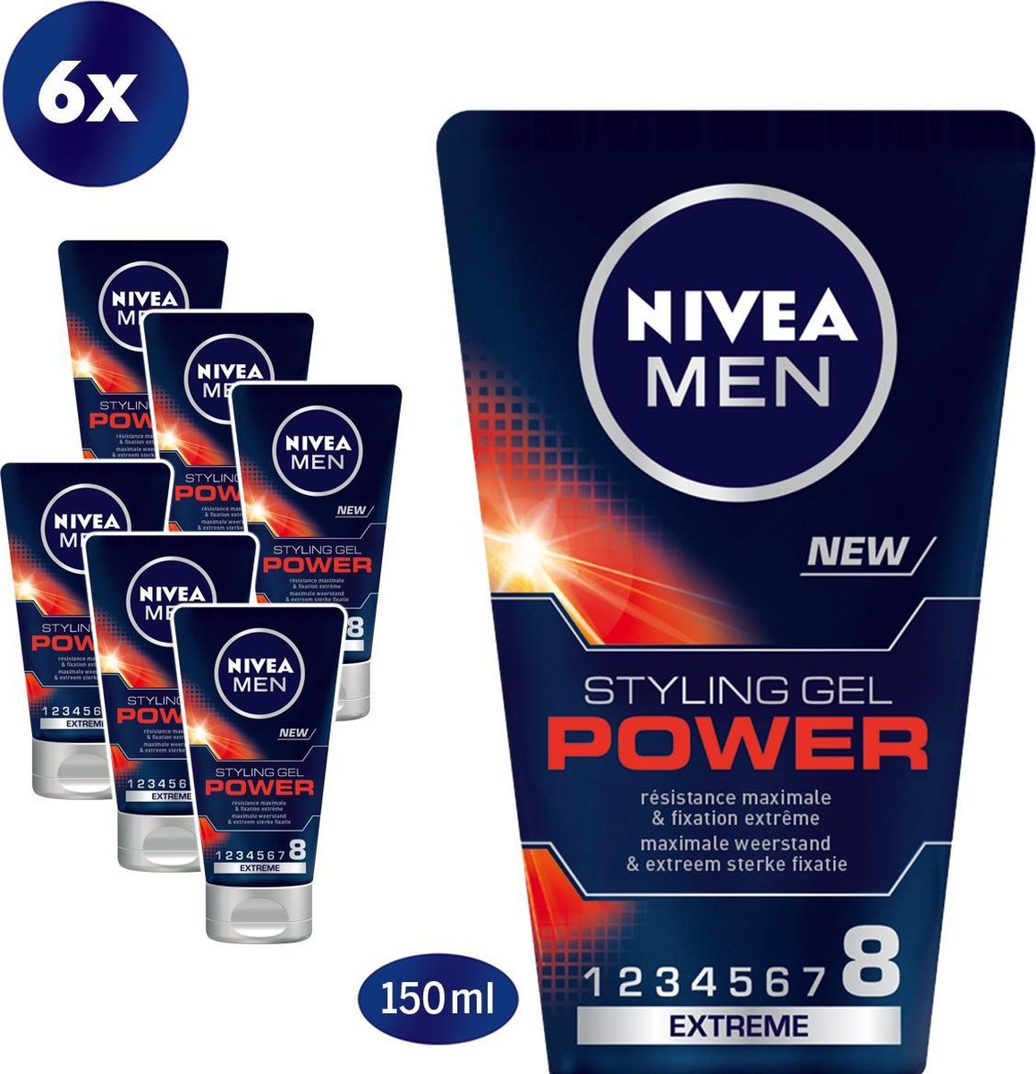 NIVEA MEN Power Styling Gel 6 x 150 ml - Gel | bol.com