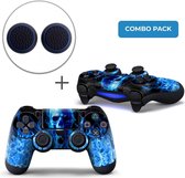 Fire Skull Combo Pack - PS4 Controller Skins PlayStation Stickers + Thumb Grips