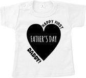 Shirt kind-wit-eerste vaderdag-korte mouw-Maat 86
