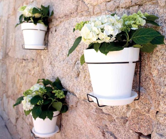 Buiten hangbloempot Capri Wall 20 wit inclusief houder met ogen | bol.com