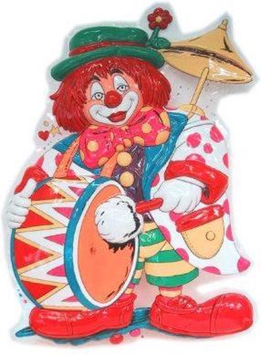 Clowndeco clown met trom 55 x 40 cm.