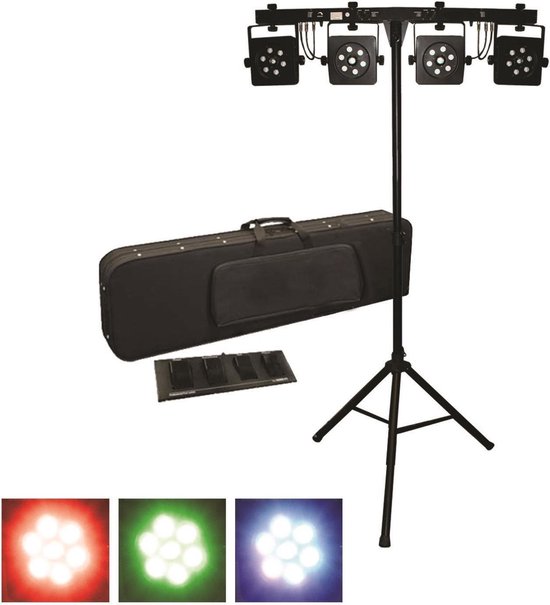 Feestverlichting LED par set in koffer - 4 LED parren - Discolicht - DJ - Feestverlichting