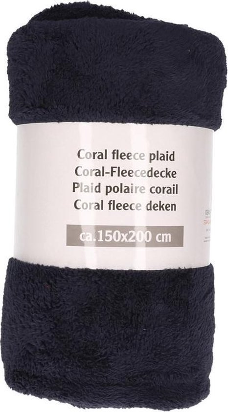Donkerblauwe fleece - 150 - plaid/ woondeken | bol.com