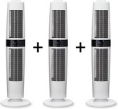 Clean Air Optima® 3 stuks CA-406W - Design Torenventilator - Ventilator met Temperatuursensor - Oscillatie: 90º en 360º