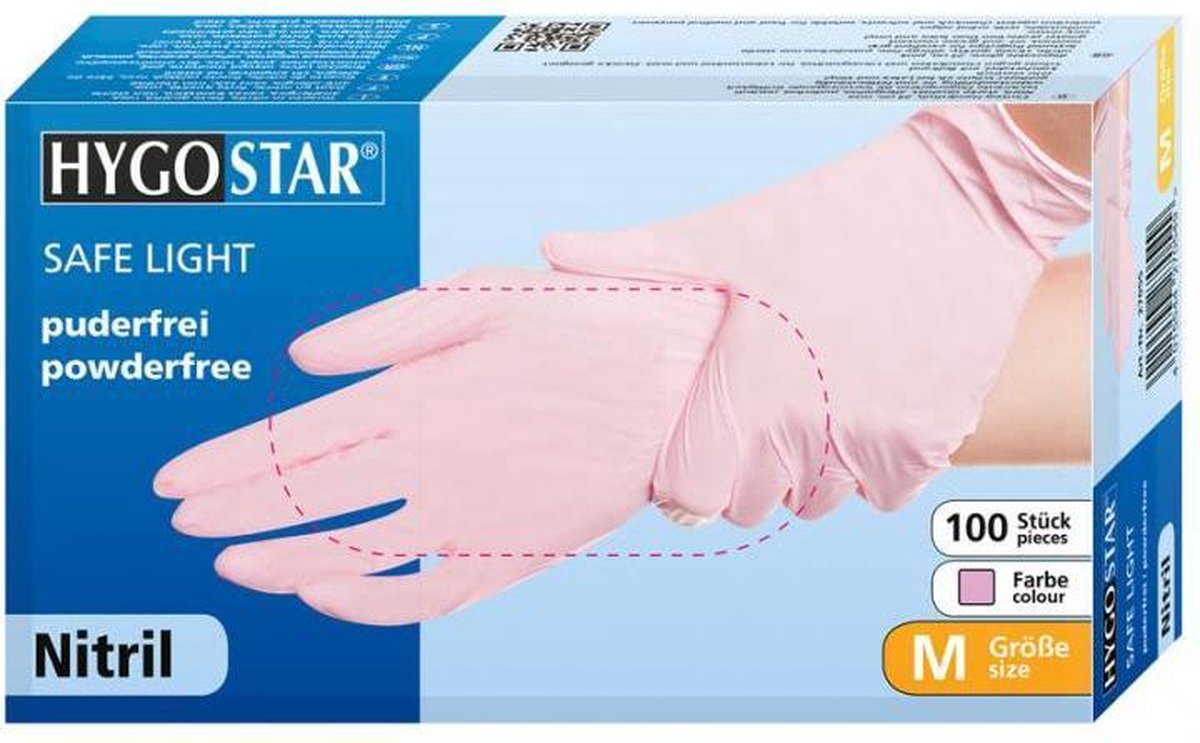 Hygostar nitril handschoen roze 100 stuks maat M | bol.com