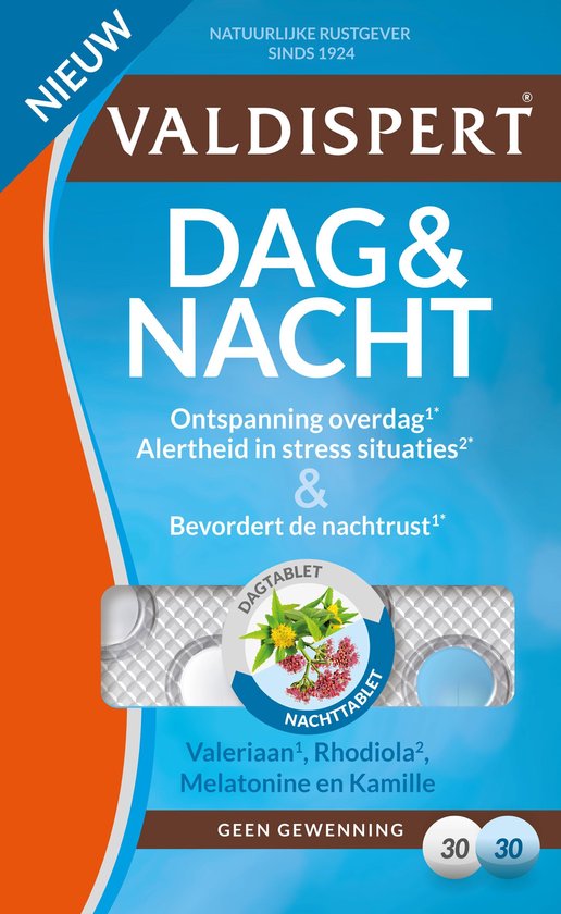 Valdispert Dag & Nacht Voedingssupplementen - 30 witte tabletten - 30 blauwe tabletten
