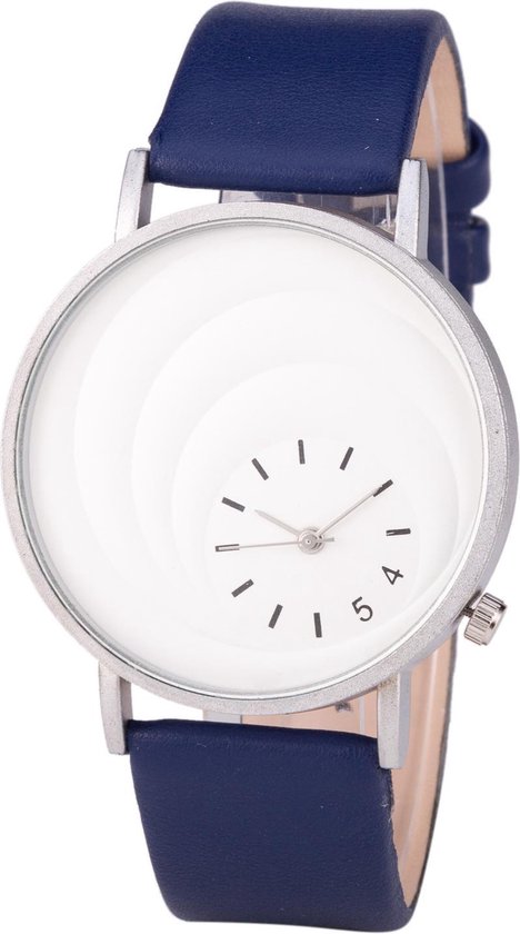 Leren Dames Horloge - Blauw & Zilver