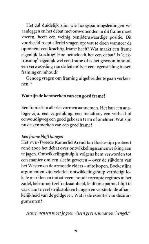 Pagina met tekst over framing en politiek. Geen afbeelding.