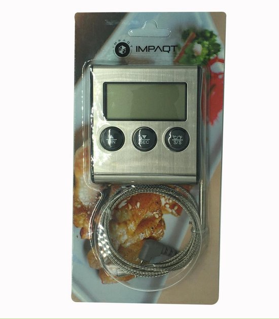 Digitale Voedselthermometer & Timer - Kookthermometer / Vleesthermometer / Oven Thermometer / Kernthermometer / BBQ Thermometer - IMPAQT