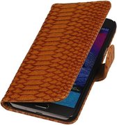 Samsung Galaxy Grand Max Snake Slang Booktype Wallet Hoesje Bruin - Cover Case Hoes