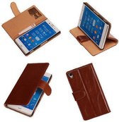 PU Leder Bruin Hoesje Sony Xperia Z3 Book/Wallet Case/Cover