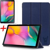 Samsung Galaxy Tab A 10.1 (2019) Hoes + Screenprotector - Smart Book Case Hoesje - iCall - Blauw
