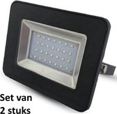 50W LED Bouwlamp| Zwart |3000K (Warm Wit)|vervangt 250W halogeen|Set van 2