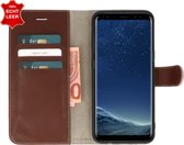 Galata Effen Book case Samsung Galaxy S8 Plus echt leer Kastanjebruin