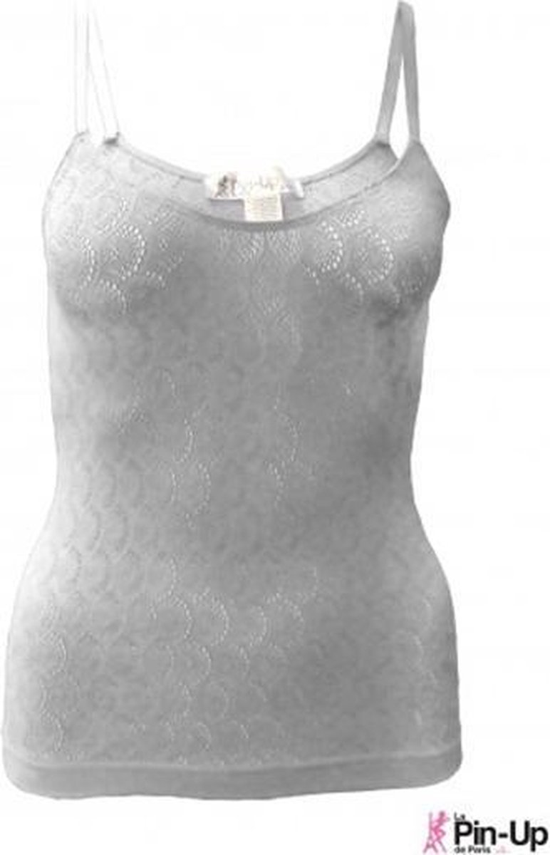 Goedkoopste Anti Cellulite Kanten Spaghetti Top Pin Up de Paris - L - Wit