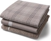 Bol.com Twentse Damast Keuken Handdoeken Mix&Match - Katoen - Keukendoeken en Theedoeken Set - 3 stuks - Taupe aanbieding