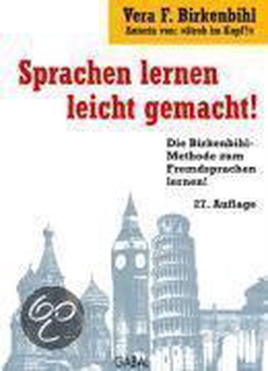 Boek "Sprachen lernen leicht gemacht!" met een afbeelding van beroemde gebouwen uit verschillende steden.