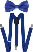 Fako Fashion® - Bretels Met Vlinderstrik - Vlinderdas - Strik - Effen - 100cm - Royal Blauw