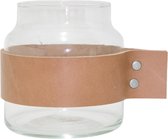 TAK Design Vase Wrap Me - Incl. Bracelet Cuir - Glas - Ø10 x 11 cm - Marron