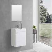 Toiletmeubel Creavit Aloni Hangend Rechtsdraaiend 40x60x22cm MDF Glans Wit Softclose Keramiek Wasbak