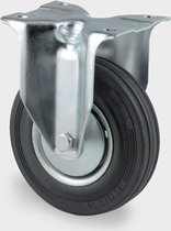 TENTE bokwiel, staal met geschroefde wielas en zwarte rubber band,  Ø 125mm
