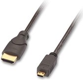 LINDY HDMI Aansluitkabel HDMI-A stekker, HDMI-micro-D stekker 2.00 m Grijs 41353 Rond, Afgeschermd (dubbel), Vergulde s
