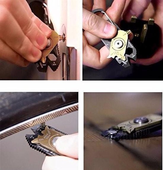24-in-1 Multifunctionele Sleutel | Roestvrijstalen Zakvormig Zakgereedschap | Mini Draagbaar Sleuteltool | Emergency Survival Tool | Outdoor Multifunctionele Flesopener (Zwart