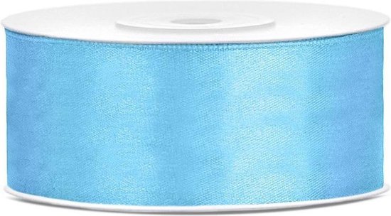 Partydeco - Satijn lint licht blauw 25mm/rol 25m