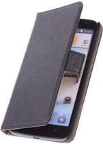 BestCases Stand Zwart Luxe Echt Lederen Book Wallet Hoesje Huawei Ascend Y320