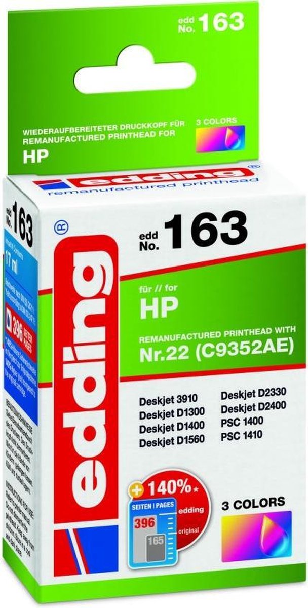 Edding EDD-163 inktcartridge 1 stuk(s) Compatibel Cyaan, Magenta, Geel