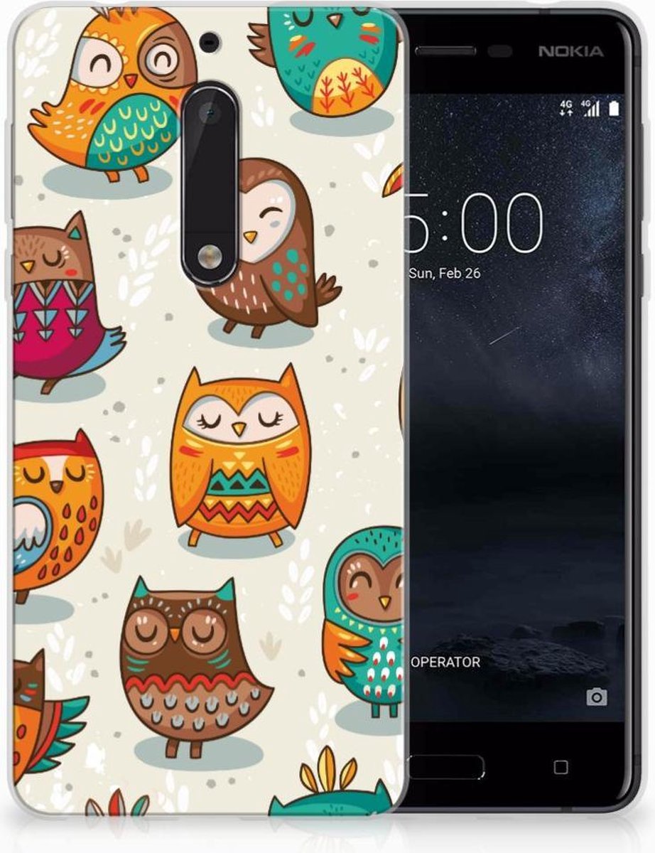 Nokia 5 TPU Hoesje Vrolijke Uilen