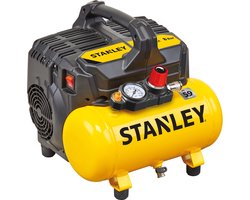Stanley Silent Compressor DST 100/8/6 - Luchtcompressor 8Bar - Luchtpomp met Tankcapaciteit 6L - Zuigcompressor Olievrij 105L/Min - Met Handvat en Anti-Slip Voeten - Geschikt voor Luchtgereedschap