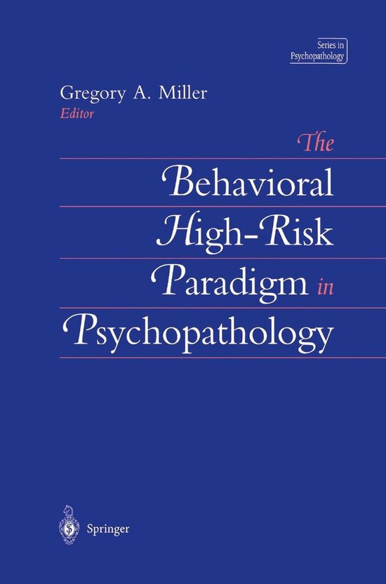 Series in Psychopathology - The Behavioral High-Risk Paradig ... - cover