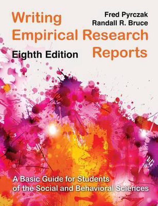 Omslag van 'Writing Empirical Research Reports, Eighth Edition' met felgekleurde verfspatten en de titel.