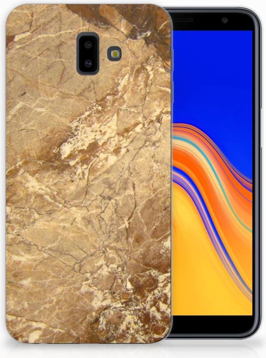 Samsung Galaxy J6 Plus (2018) TPU Siliconen Hoesje Marmer Creme