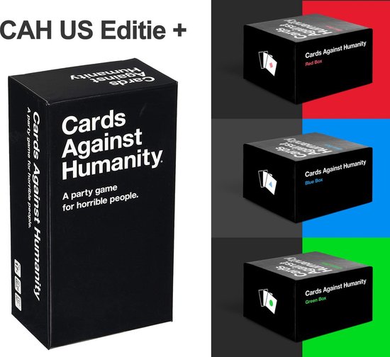 Cards Against Humanity US editie Basic Game + RED, GREEN, BLUE BOXES 4 IN 1,...