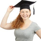 Relaxdays afstudeerhoed met kwastje - graduation cap - afstudeer hoed - klassieker - zwart