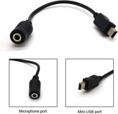 3,5mm Jack female naar MINI USB male aux kabel adapter | Zwart/Black | 15CM