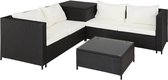 tectake - wicker loungeset zitgroep Siena zwart