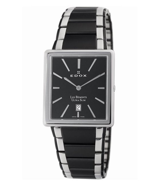 Edox 27031-357N-NIN horloge heren - zilver en zwart - edelstaal | bol.com