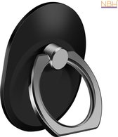 Zwarte Ovale Ring vinger houder- standaard voor telefoon of tablet