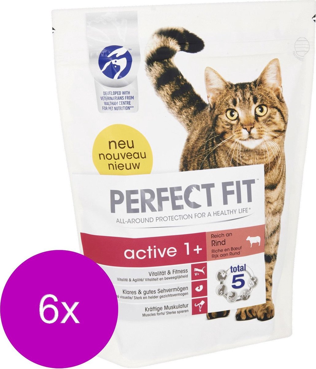 Perfect Fit Droogvoer Active Rund - Kattenvoer - 6 x 750 g