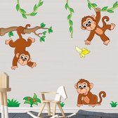 Ensemble d'autocollants muraux singes sur les branches