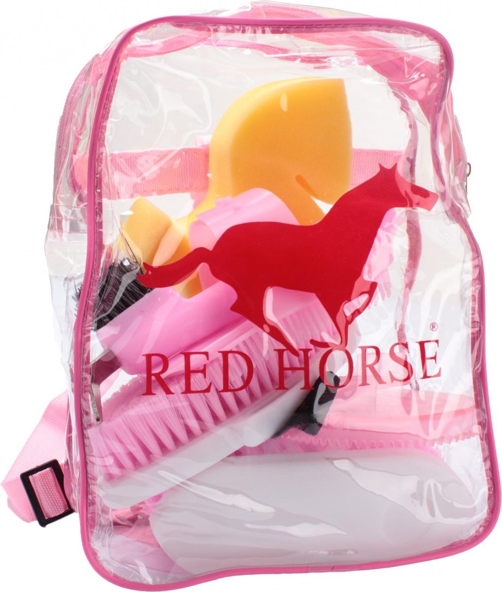Red Horse Verzorgingsset Voor Paard In Rugzak Hot Pink 8-delig - Red Horse