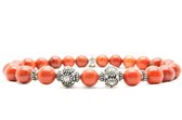 Beaddhism - Armband - Rojo - BT1222.2 - Sterling Zilver - 8 mm - 21 cm