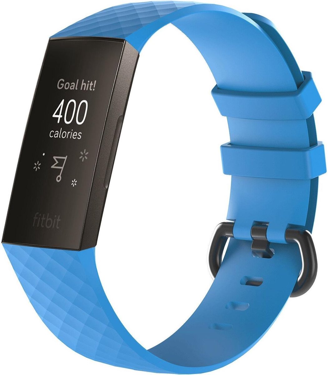 KELERINO. Siliconen bandje geschikt voor Fitbit Charge 3 / Charge 4 Licht Blauw - Small