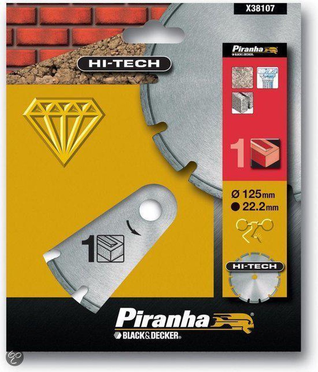 Piranha Diamantblad gesegmenteerde rand, 125mm. - nr. 1 HI-TECH X38107